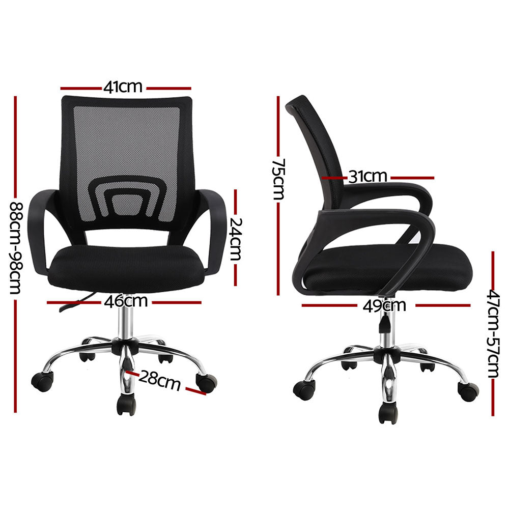 Artiss Office Chairs | 2X | Mesh Mid Back | Black