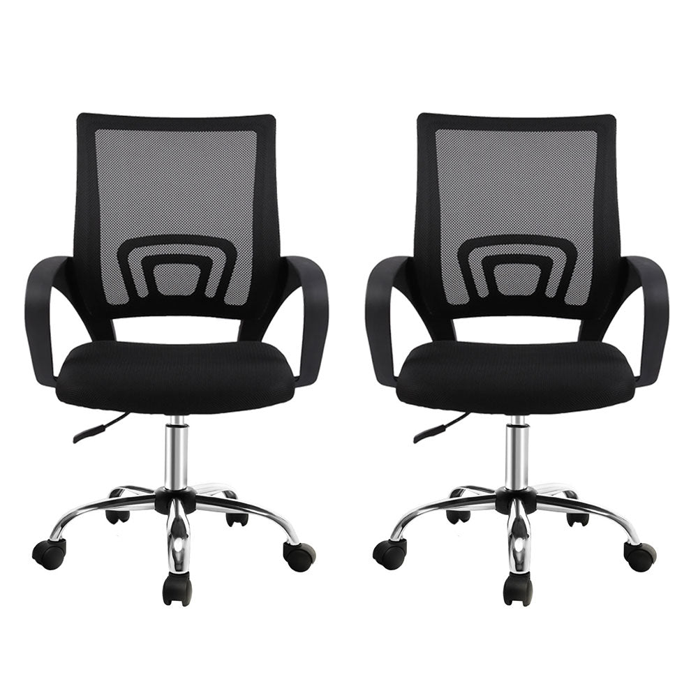Artiss Office Chairs | 2X | Mesh Mid Back | Black