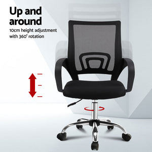 Artiss Office Chairs | 2X | Mesh Mid Back | Black