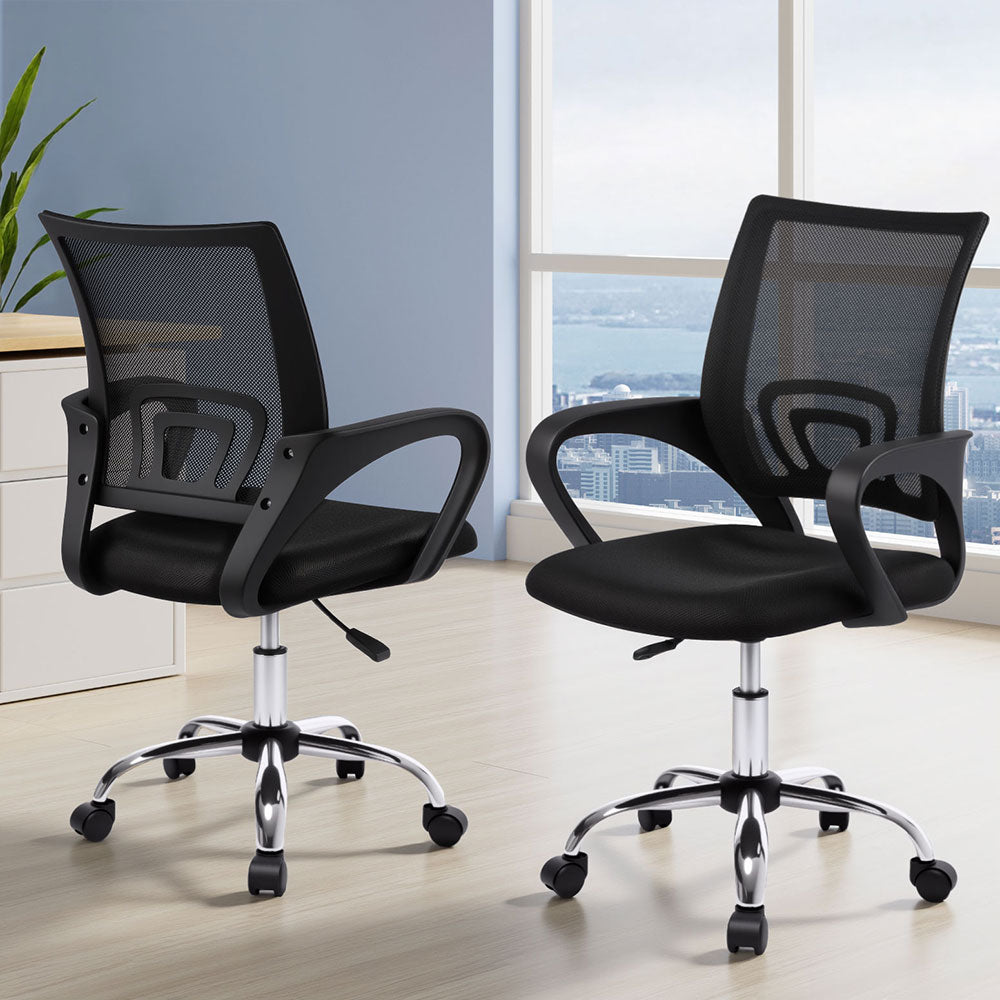 Artiss Office Chairs | 2X | Mesh Mid Back | Black