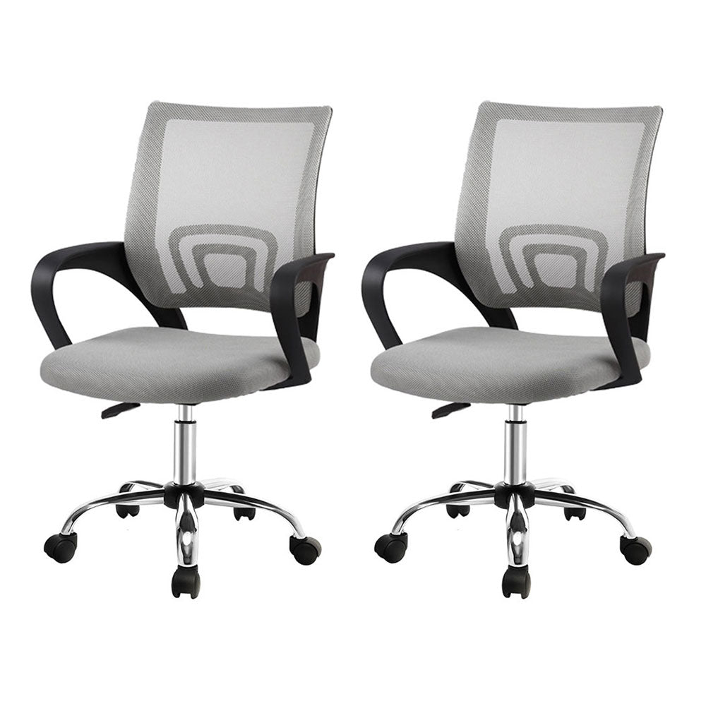 Artiss 2x Mesh Office Chairs | Mid Back | Grey | Ergonomic Desk Chairs