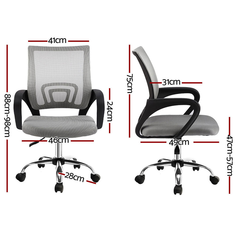 Artiss 2x Mesh Office Chairs | Mid Back | Grey | Ergonomic Desk Chairs