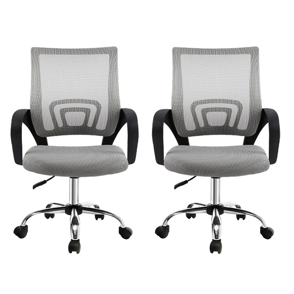 Artiss 2x Mesh Office Chairs | Mid Back | Grey | Ergonomic Desk Chairs