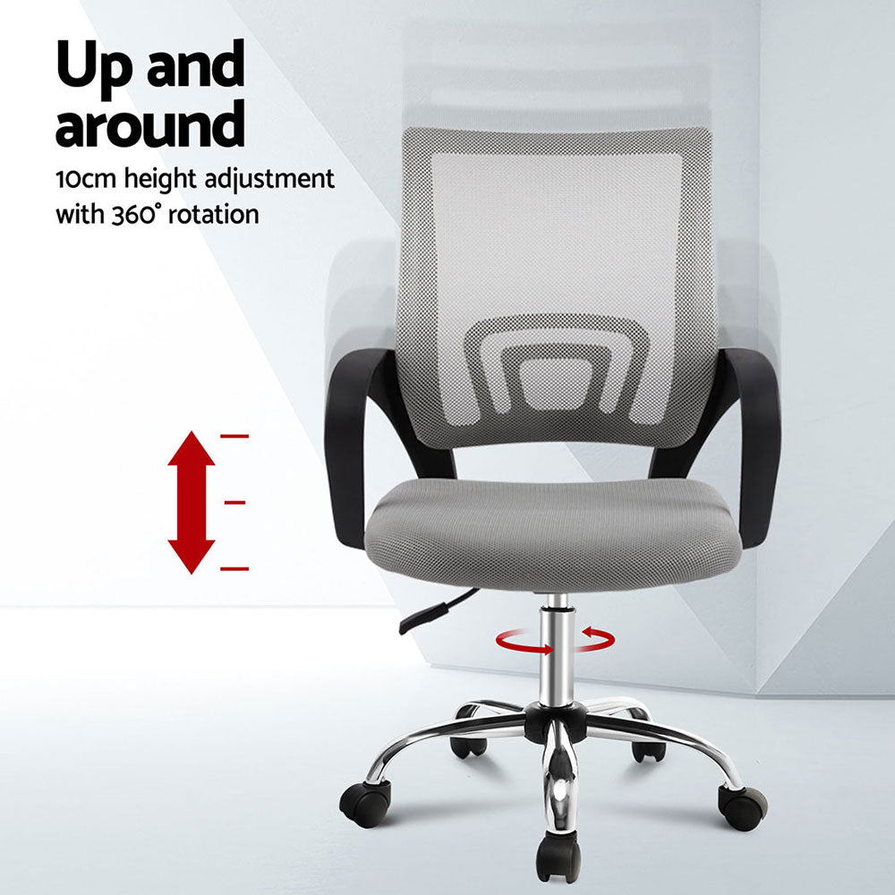 Artiss 2x Mesh Office Chairs | Mid Back | Grey | Ergonomic Desk Chairs