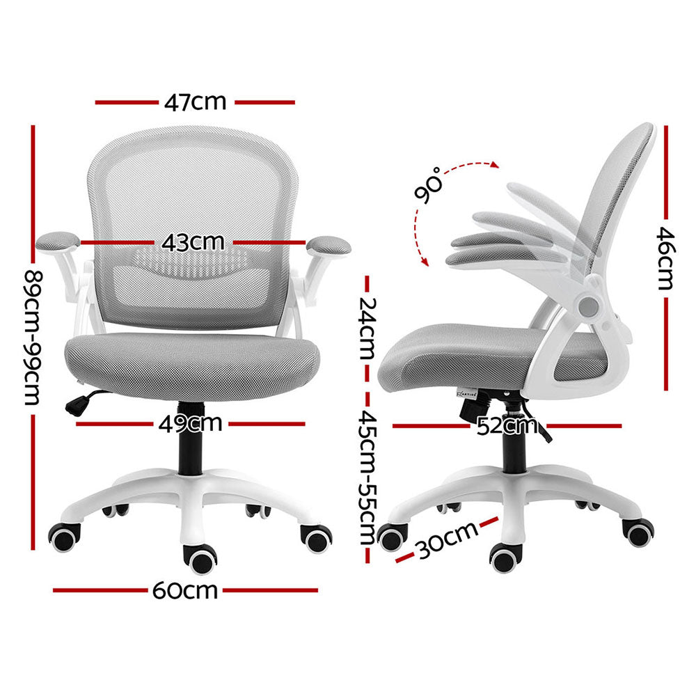 Artiss 2x Mesh Office Chairs | Computer | Gaming Desk Chairs | Work | Study | Mid Back | Grey