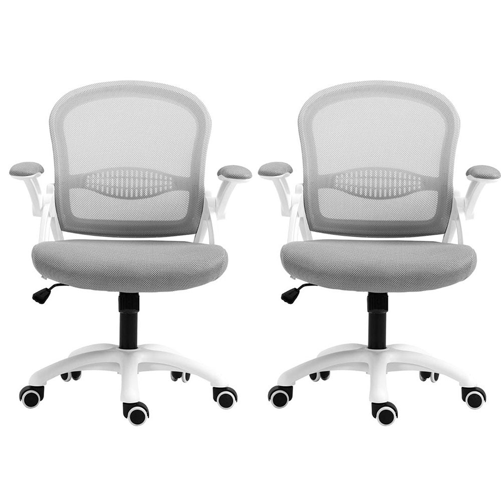 Artiss 2x Mesh Office Chairs | Computer | Gaming Desk Chairs | Work | Study | Mid Back | Grey