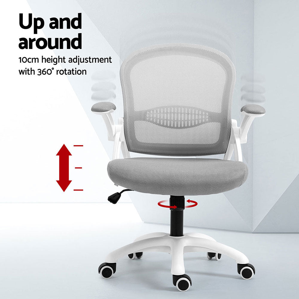 Artiss 2x Mesh Office Chairs | Computer | Gaming Desk Chairs | Work | Study | Mid Back | Grey