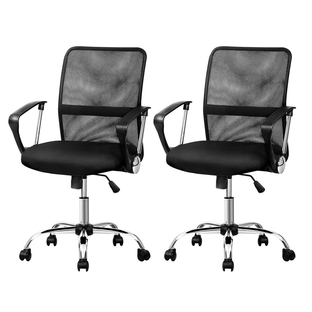 Artiss Office Chairs | 2X | Mesh Mid Back | Black