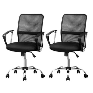 Artiss Office Chairs | 2X | Mesh Mid Back | Black
