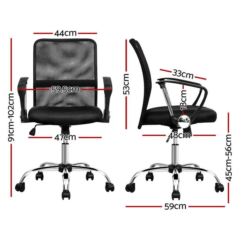 Artiss Office Chairs | 2X | Mesh Mid Back | Black