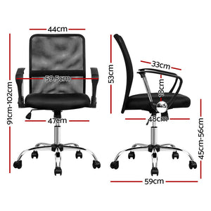 Artiss Office Chairs | 2X | Mesh Mid Back | Black