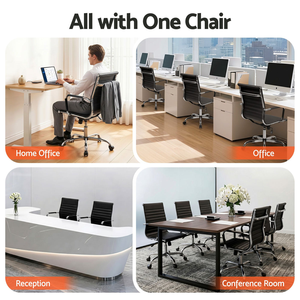 Gaming Office Chair | Computer Desk Chairs | Home Work Study | Black Mid Back