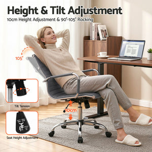 Artiss Office Chair | Conference Chairs | PU Leather Mid Back | Grey