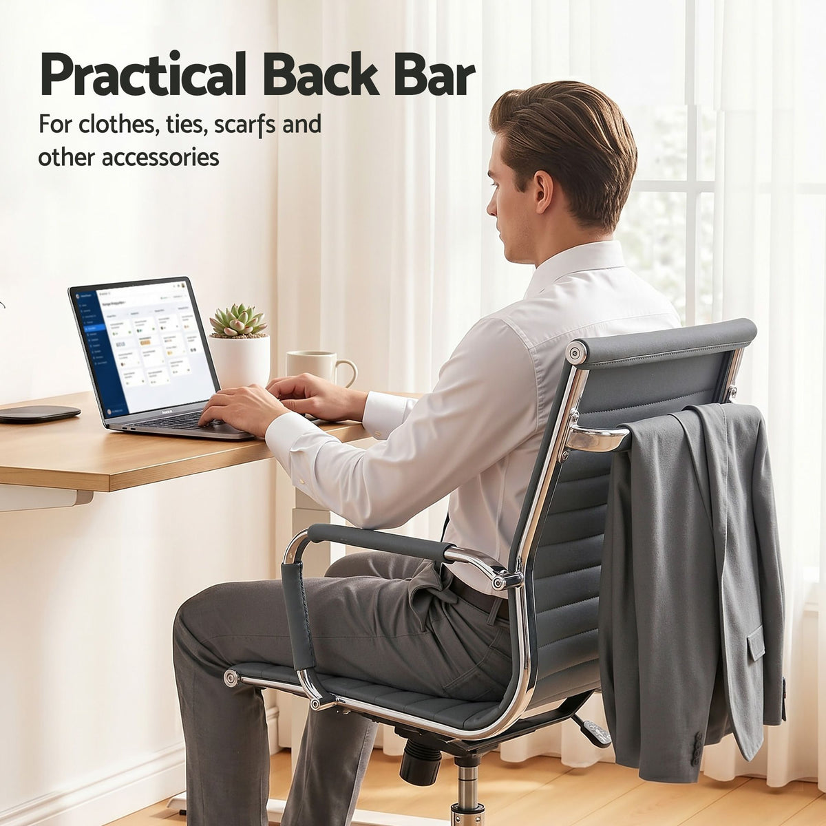 Artiss Office Chair | Conference Chairs | PU Leather Mid Back | Grey