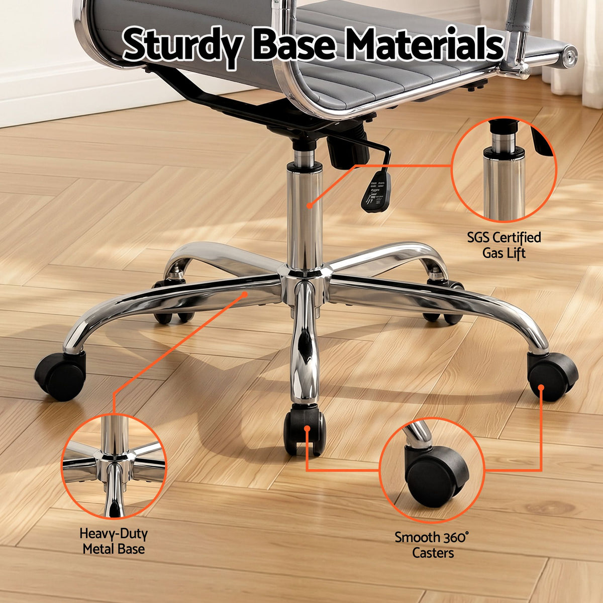 Artiss Office Chair | Conference Chairs | PU Leather Mid Back | Grey