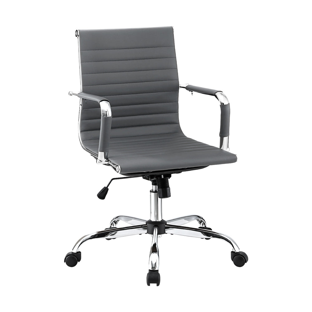 Artiss Office Chair | Conference Chairs | PU Leather Mid Back | Grey