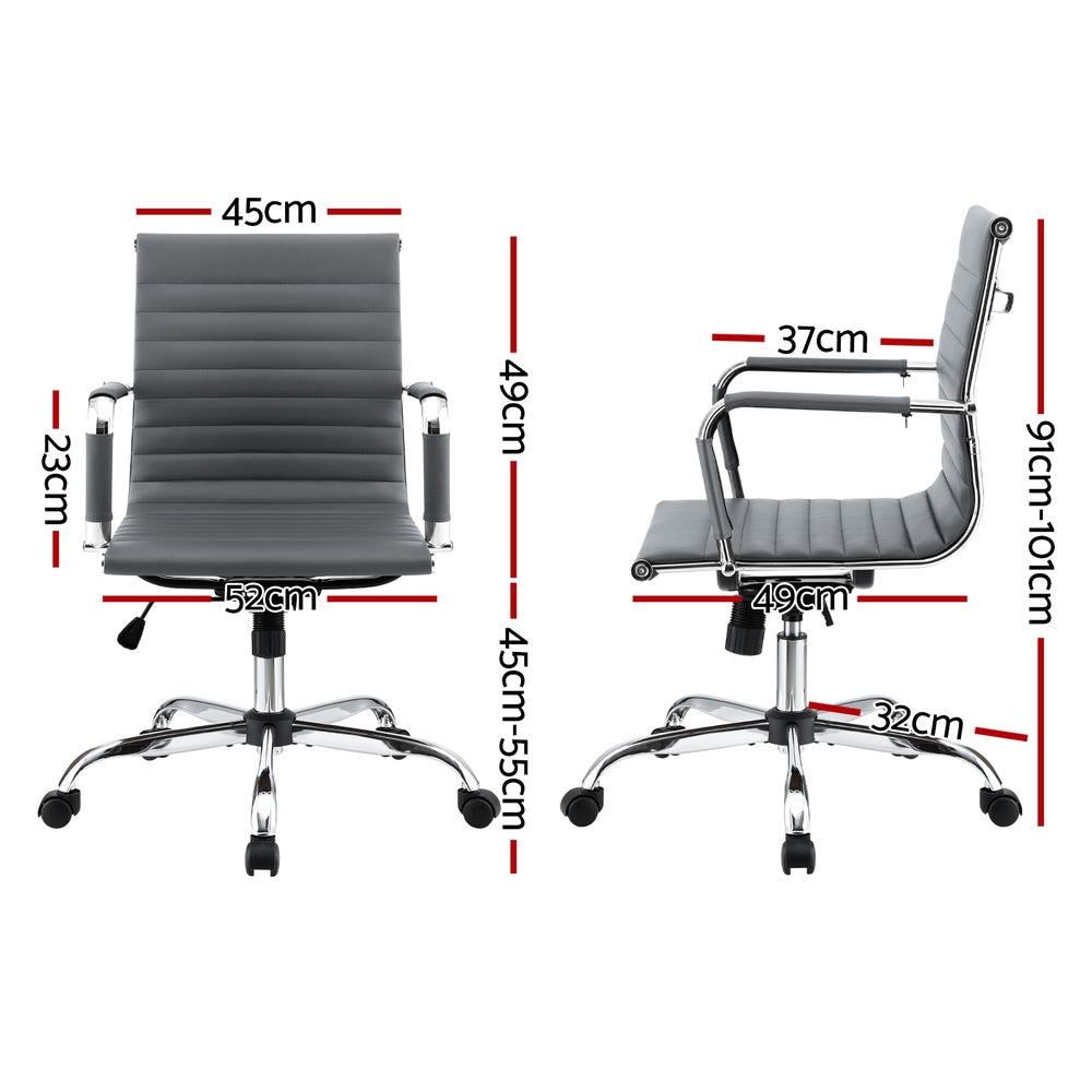 Artiss Office Chair | Conference Chairs | PU Leather Mid Back | Grey