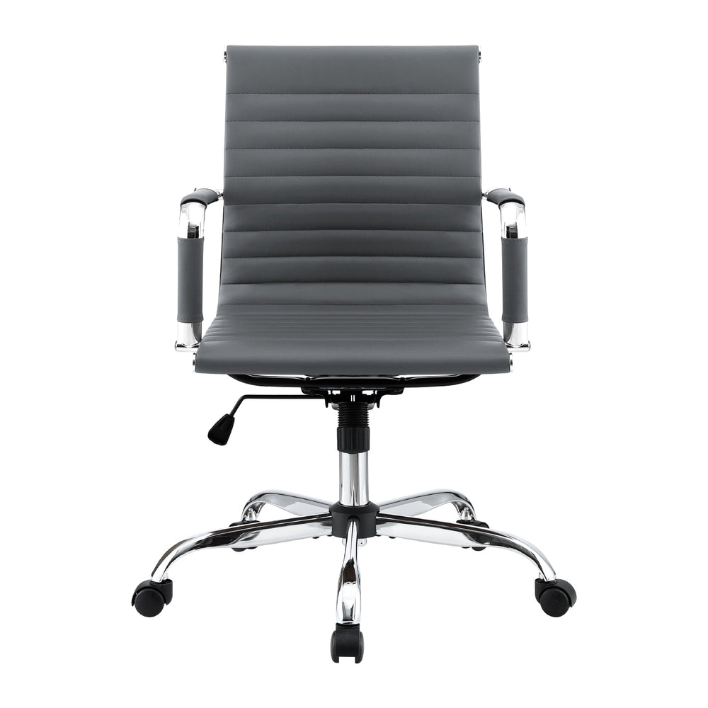 Artiss Office Chair | Conference Chairs | PU Leather Mid Back | Grey