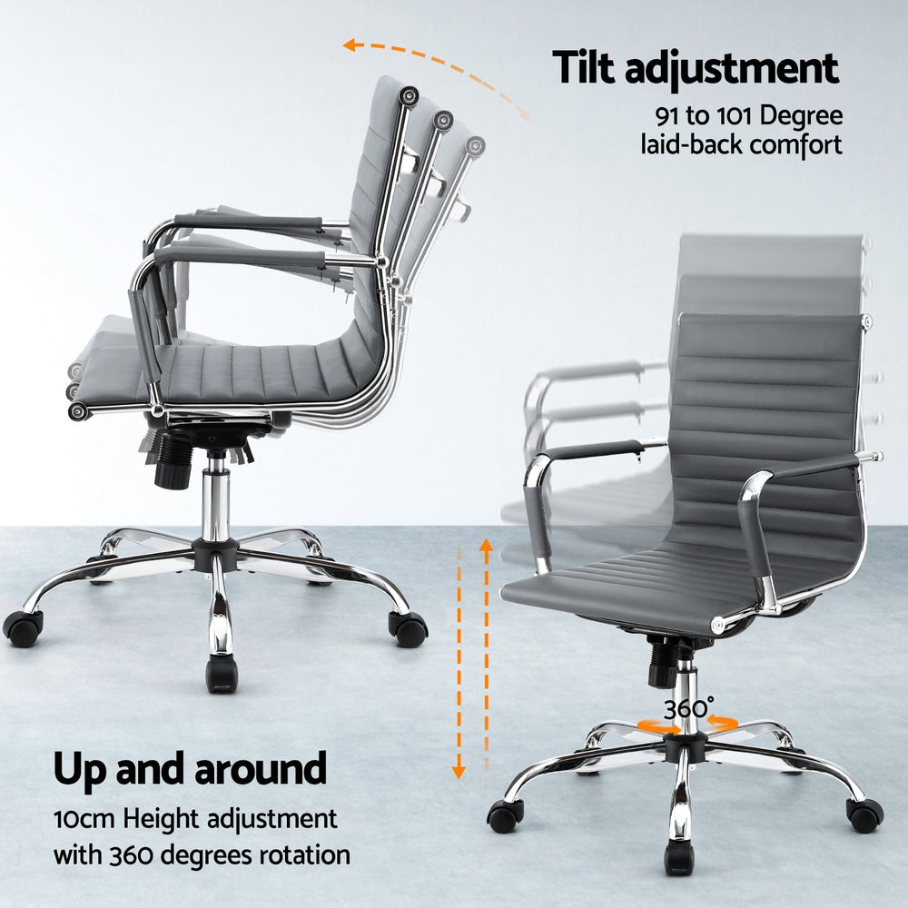 Artiss Office Chair | Conference Chairs | PU Leather Mid Back | Grey