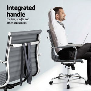 Artiss Office Chair | Conference Chairs | PU Leather Mid Back | Grey