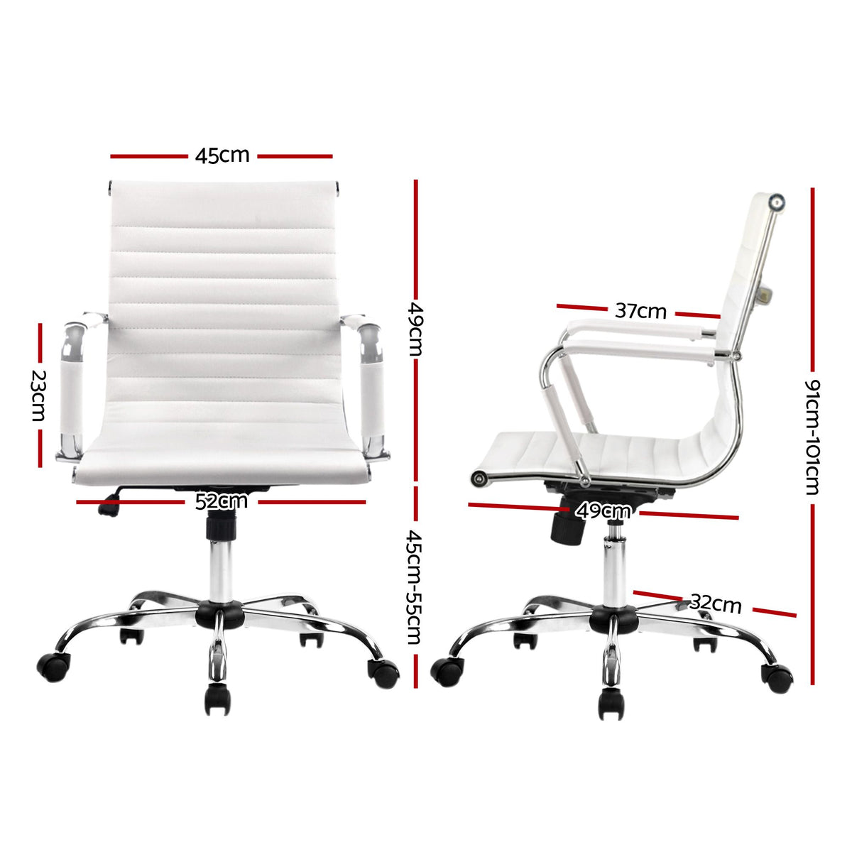 White Mid-Back Gaming Office Chair