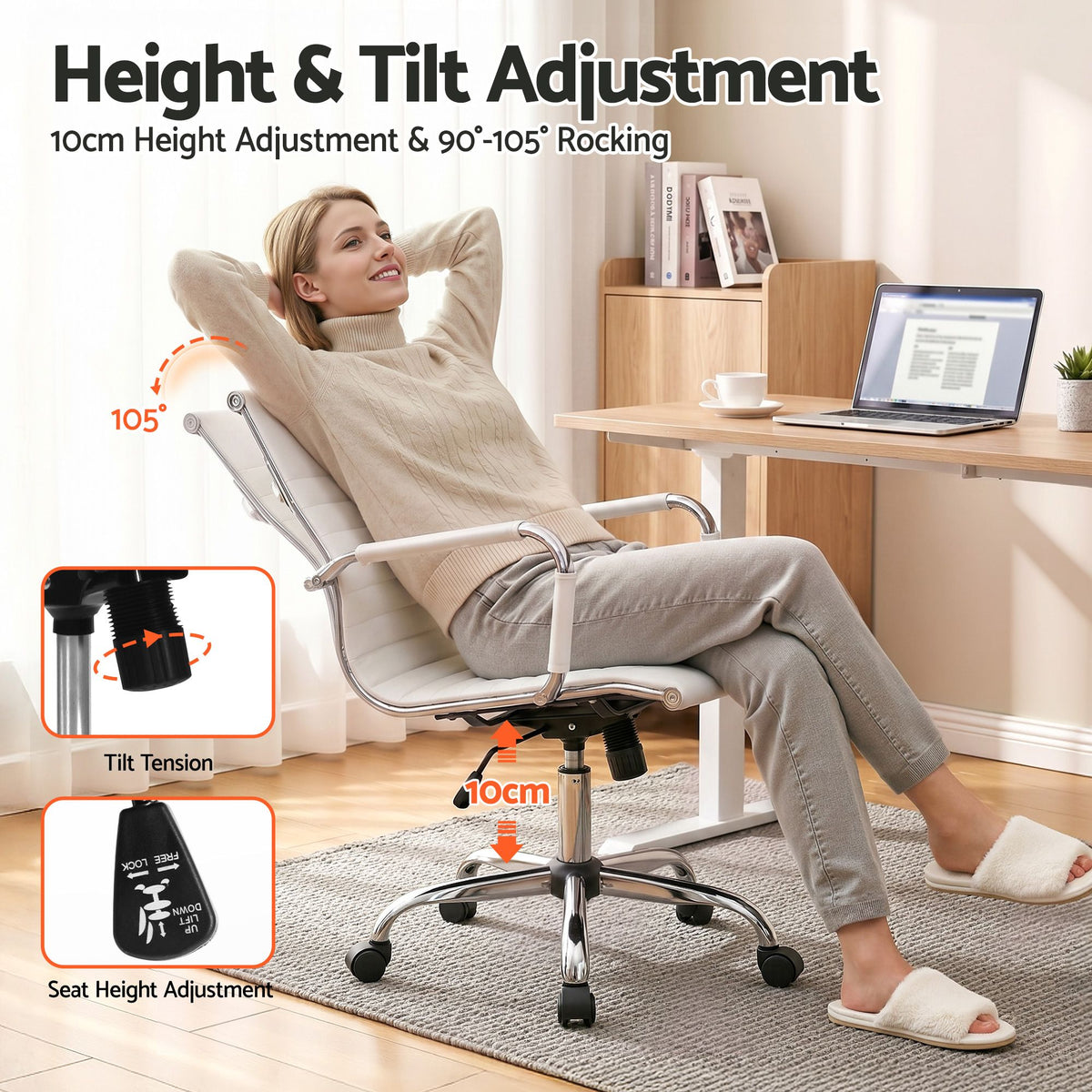 White Mid-Back Gaming Office Chair