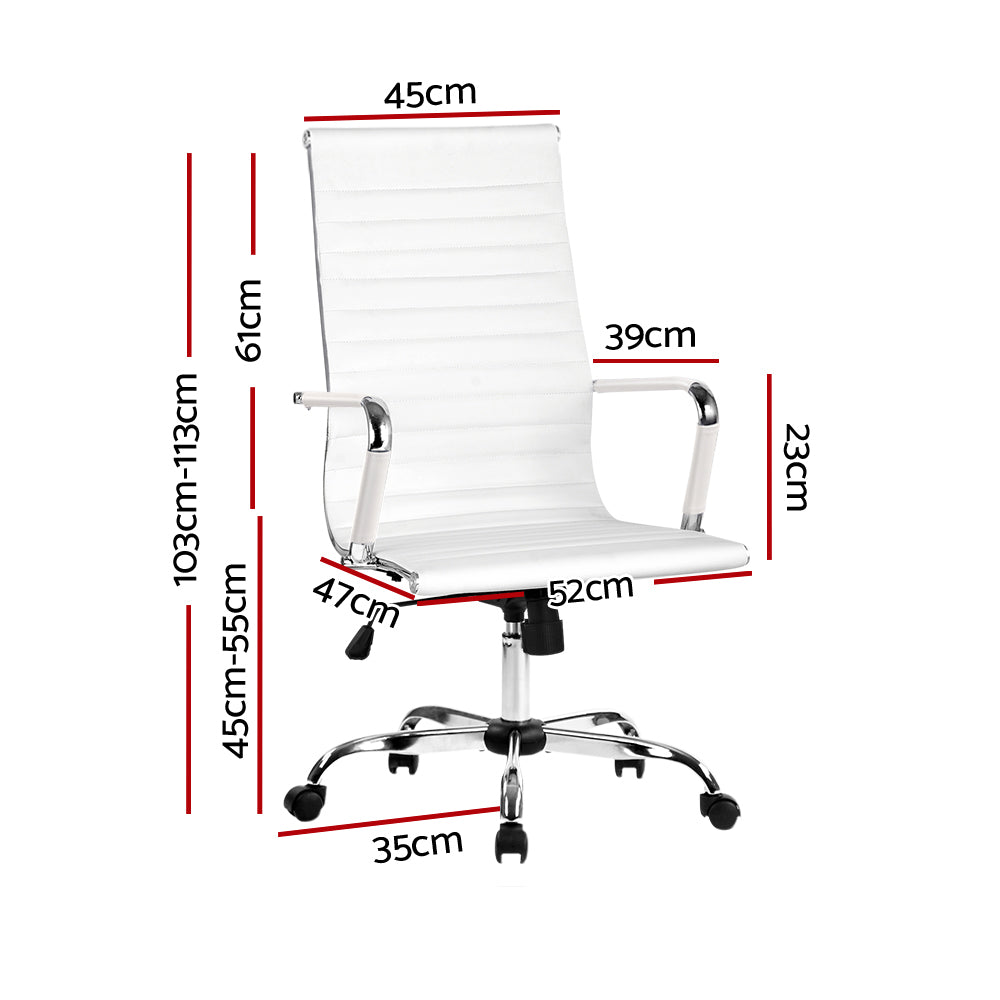 Office Chair | Conference Chairs | PU Leather | High Back | White