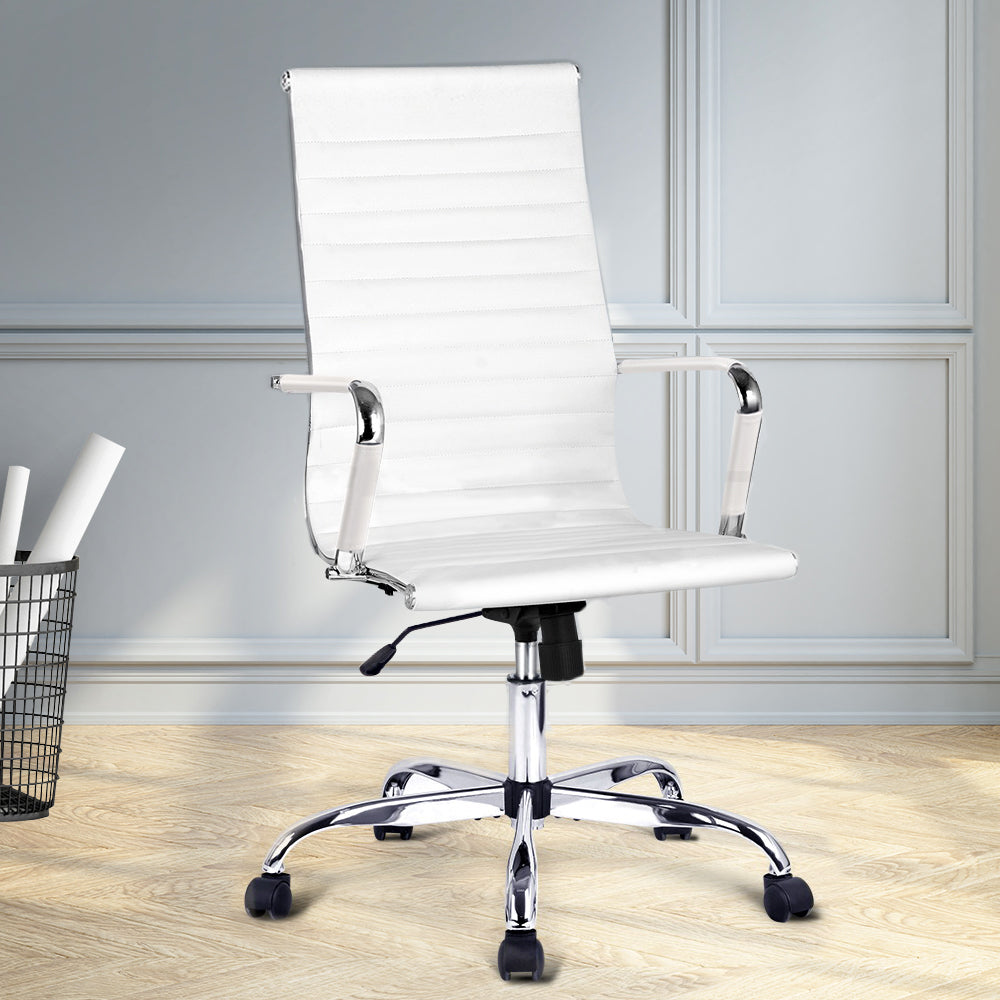 Office Chair | Conference Chairs | PU Leather | High Back | White