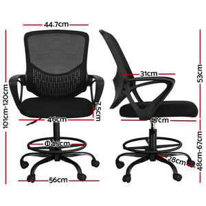 Artiss Office Chair Drafting Stool Computer Standing Desk Mesh Chairs Black