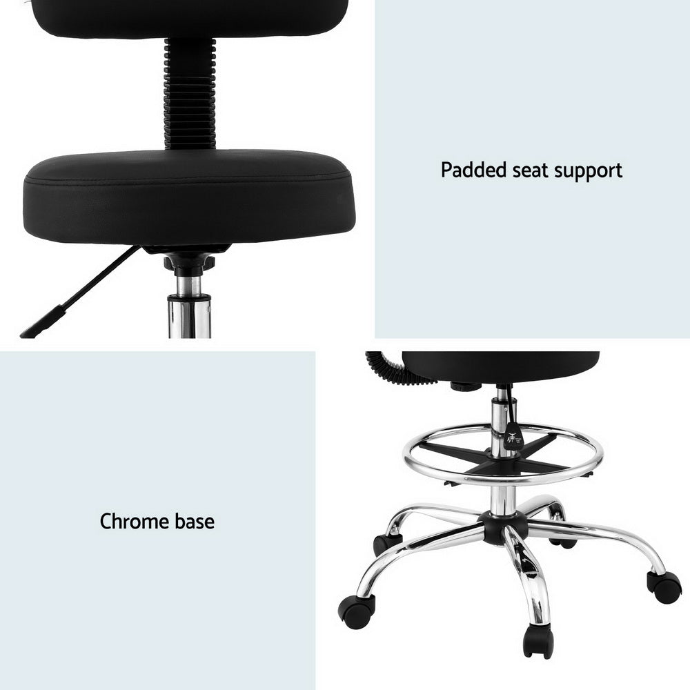 Office Chair | Drafting & Standing Desk | Ergonomic | PU Leather | Black
