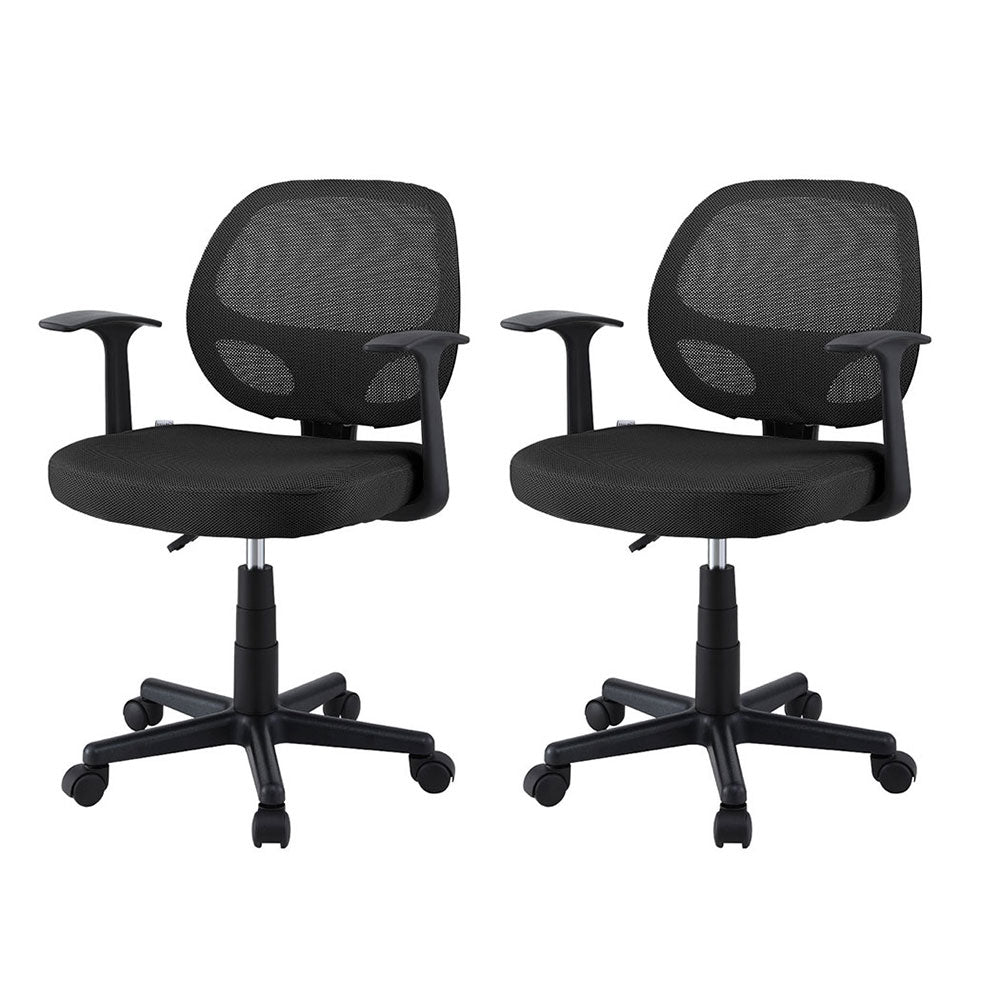 Artiss 2x Mesh Office Chairs | Computer Gaming Desk Chairs | Work Study | Mid Back | Black