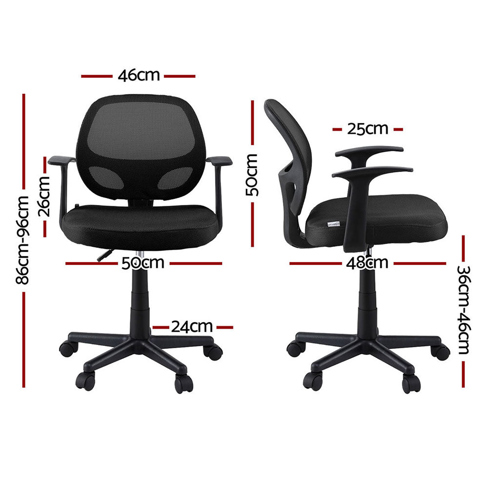 Artiss 2x Mesh Office Chairs | Computer Gaming Desk Chairs | Work Study | Mid Back | Black