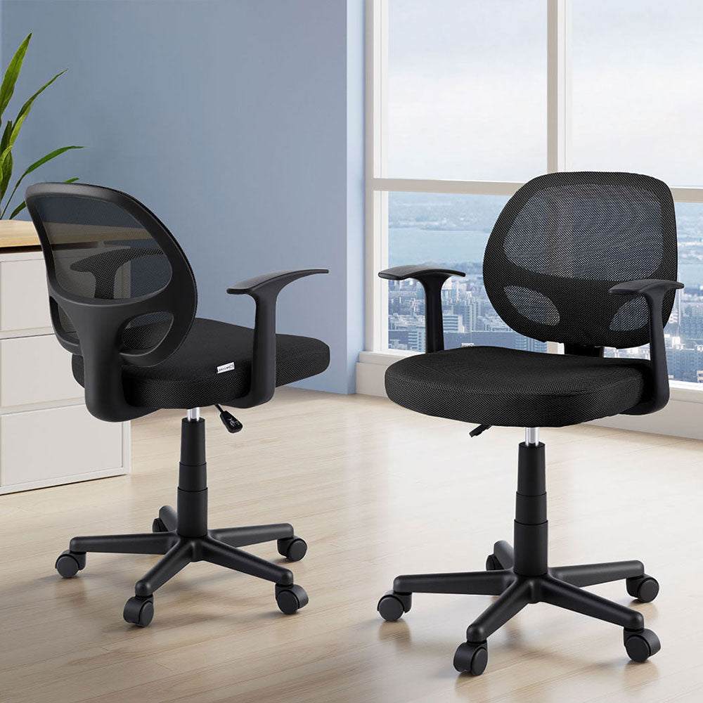 Artiss 2x Mesh Office Chairs | Computer Gaming Desk Chairs | Work Study | Mid Back | Black