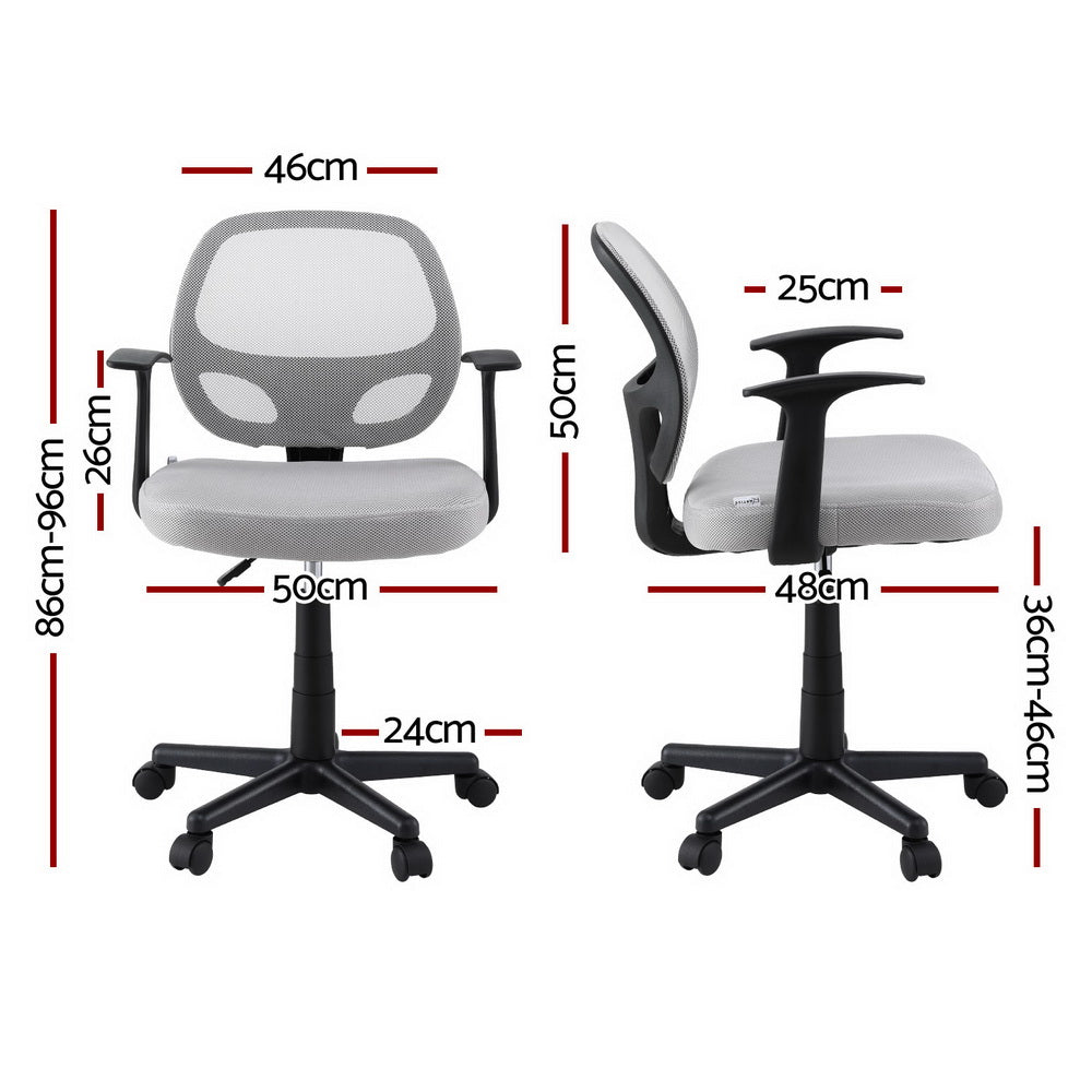 Office Chair | Mesh Computer Desk Chair | Gaming Work Study | Mid Back | Grey