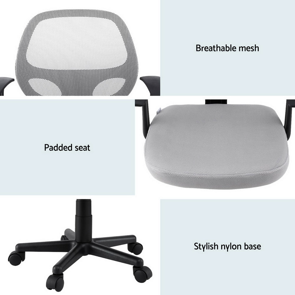 Office Chair | Mesh Computer Desk Chair | Gaming Work Study | Mid Back | Grey