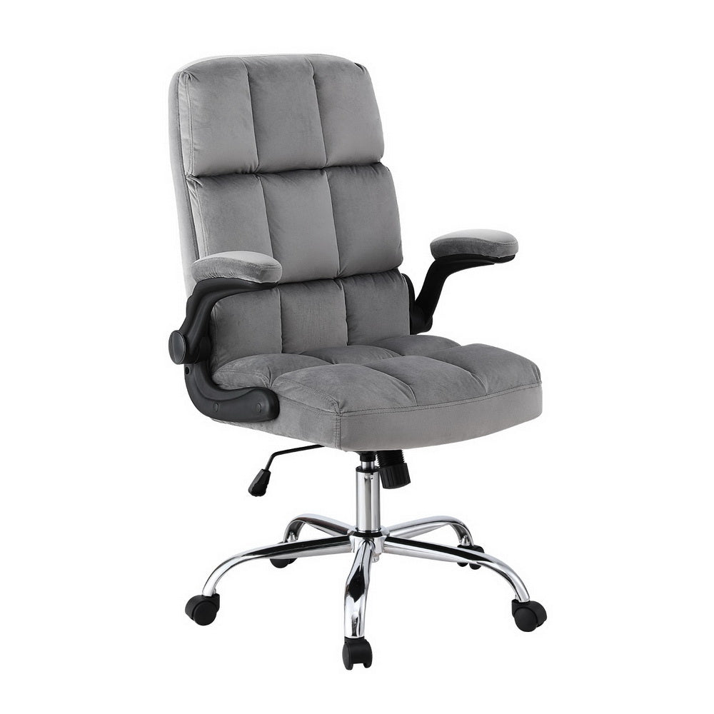 Office Chair | Velvet Seat | Racing Gaming Computer Desk Chair | Armrests | Grey