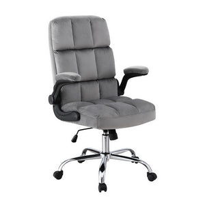 Office Chair | Velvet Seat | Racing Gaming Computer Desk Chair | Armrests | Grey