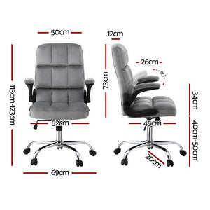 Office Chair | Velvet Seat | Racing Gaming Computer Desk Chair | Armrests | Grey