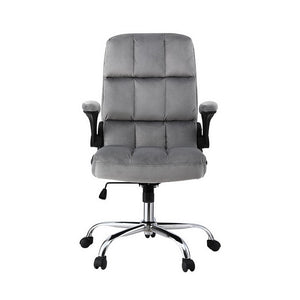 Office Chair | Velvet Seat | Racing Gaming Computer Desk Chair | Armrests | Grey