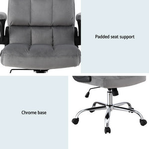 Office Chair | Velvet Seat | Racing Gaming Computer Desk Chair | Armrests | Grey