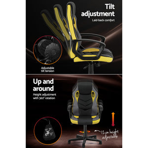 Artiss Gaming Office Chair Computer Executive Racing Chairs High Back Yellow