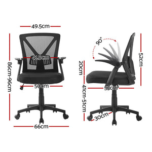 Artiss 2x Mesh Office Chair | Mid Back | Black