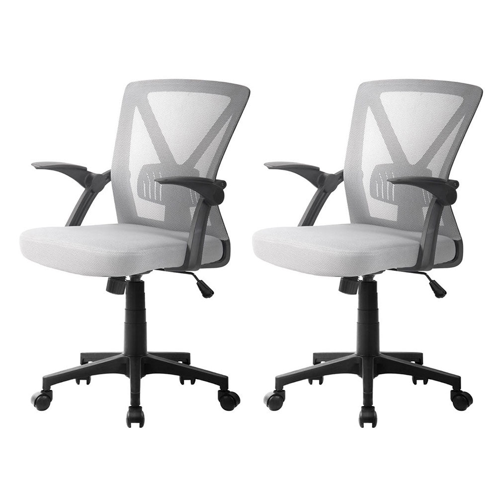Artiss 2x Mesh Office Chair | Mid Back | Grey