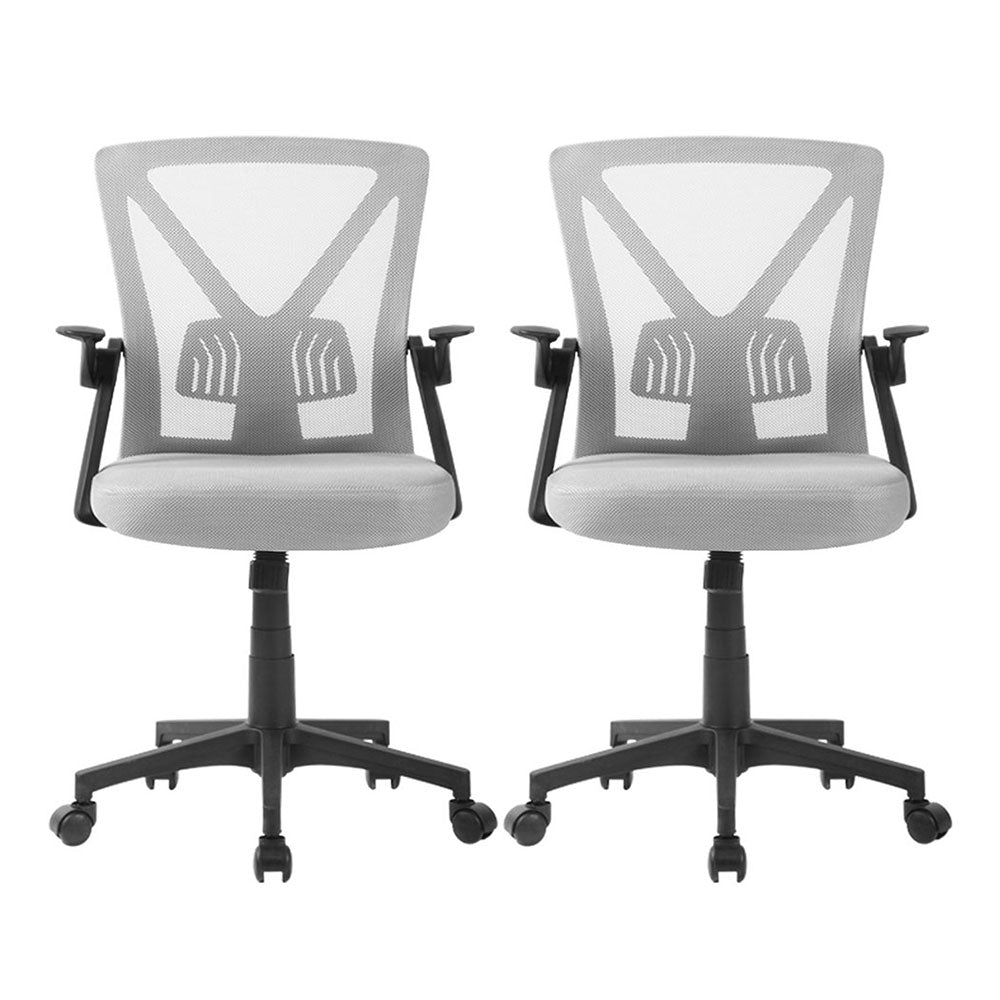 Artiss 2x Mesh Office Chair | Mid Back | Grey