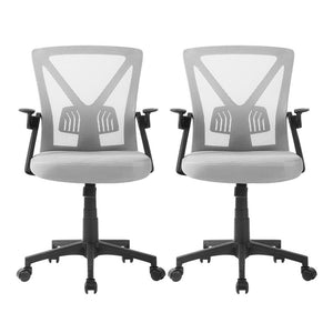 Artiss 2x Mesh Office Chair | Mid Back | Grey