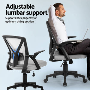 Artiss 2x Mesh Office Chair | Mid Back | Grey