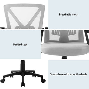 Artiss 2x Mesh Office Chair | Mid Back | Grey