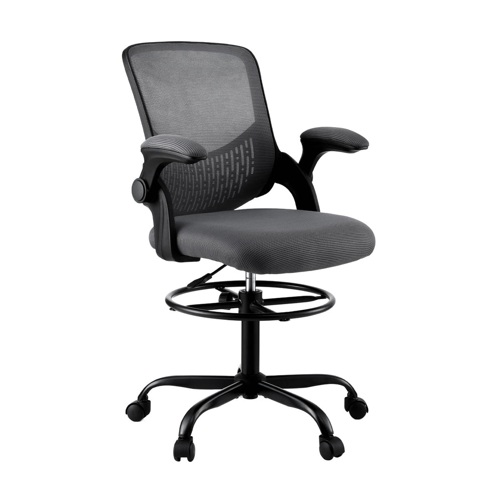 Office Drafting Chair | Adjustable Stool | Computer Desk | Studio Chair | Mesh | Grey
