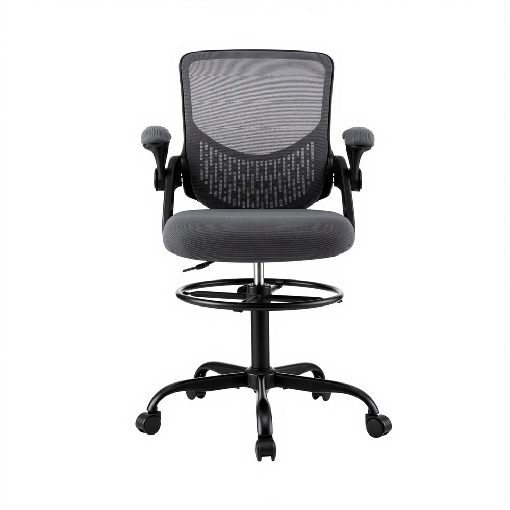 Office Drafting Chair | Adjustable Stool | Computer Desk | Studio Chair | Mesh | Grey