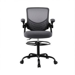 Office Drafting Chair | Adjustable Stool | Computer Desk | Studio Chair | Mesh | Grey